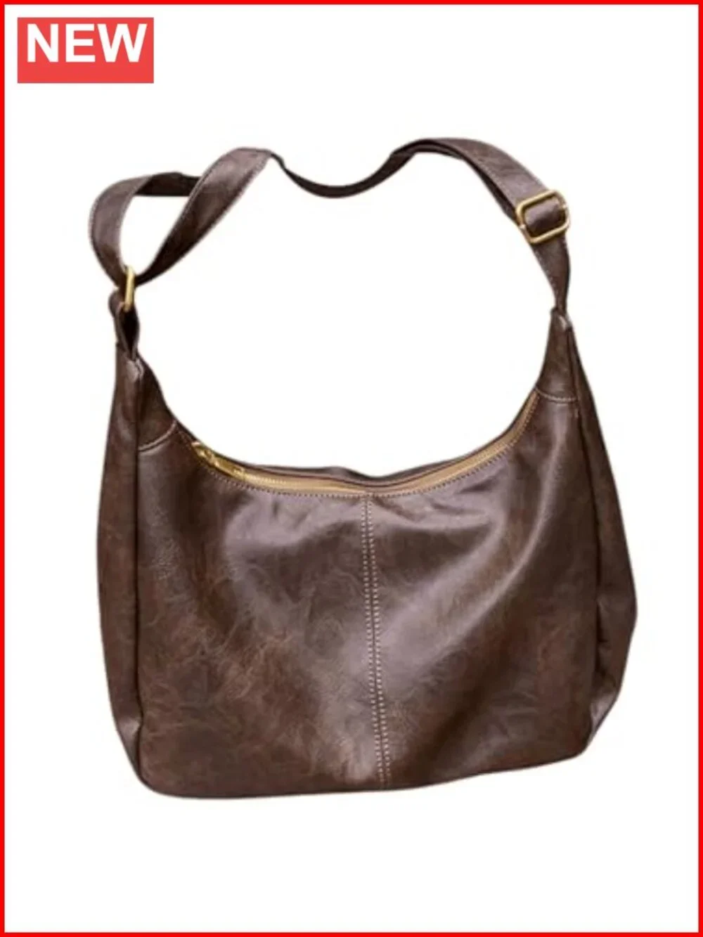 Soft PU Leather Crossbody Hobo Bag with Zipper